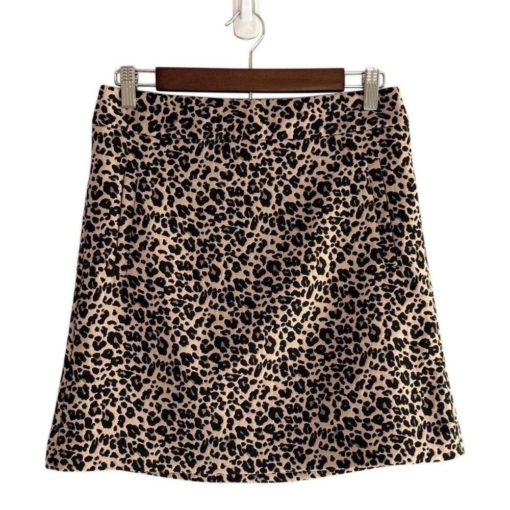 Loft Leopard Mini Skirt Short Animal Print Pockets Lined Preppy Party Size 4